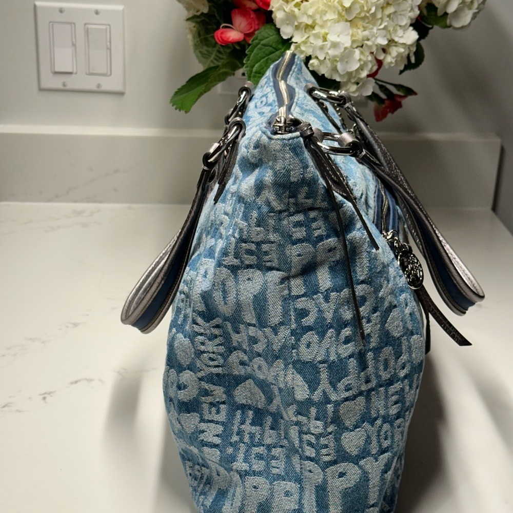 Coach 16988 Poppy Denim Blue and Silver Tote Shoulder Bag - Picture 7 of 16